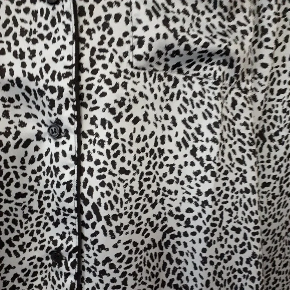 NWT Cupcakes & Cashmere blue / black animal print PJ inspired blouse, L - Picture 11 of 11
